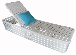 Bain, de, soleil, transat, chaise, longue, fauteuil,  de, piscine, de, jardin, en, résine, tressée